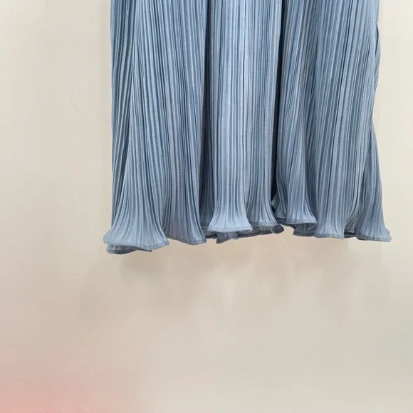 MOON RIVER Women's Light Blue Long Sleeve Pleated Cutout Midi Dress Size Large - Picture 5 of 14